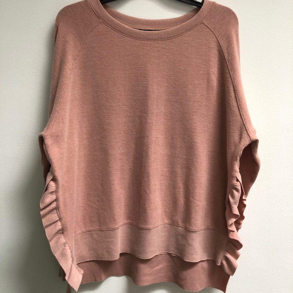 Blush Zara Sweater With Side Ruffles